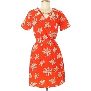 Orange floral print dress